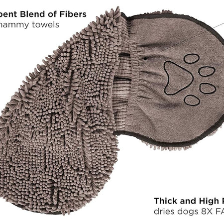 Shammy Dog Towels for Drying Dogs - Heavy Duty Soft Microfiber Bath Towel - Super Absorbent, Quick Drying, & Machine Washable - Must Have Dog & Cat Bathing Supplies | Grey 13X31