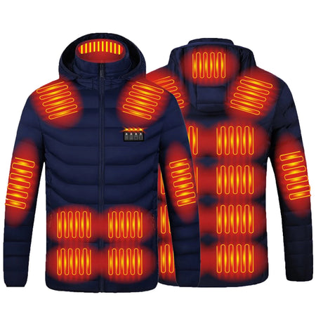 Winter Clearance 2024! Heated Jacket for Men Women, Electric Heating Coat, 19 Heating Zones, Long Sleeve Hooded Zip Winter Heated Vest Windproof Outerwear(Battery Not Included)