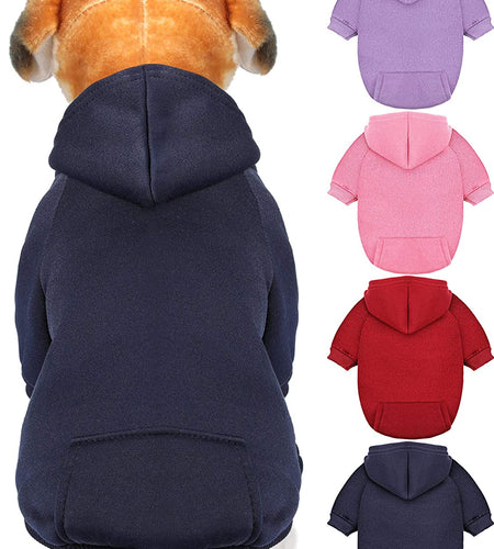 4 Pieces Small Dog Sweaters Dog Hoodie Clothes with Hat for Small Dogs Boy Chihuahua Clothes with Pocket Puppy Pet Winter Clothes Warm Hoodies Coat Sweater Shirt (XXS)