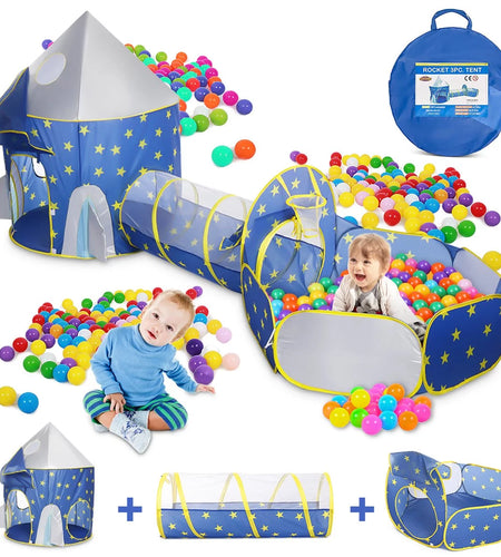 Kids Play Tent, 3 in 1 Kids Play Tent for Toddler Girls with Play Tunnel & Baby Ball Pit & Castle Tent and Storage Bag, Indoor Outdoor Toy Tent for Toddlers Kids Toy Gifts (Without Ball)