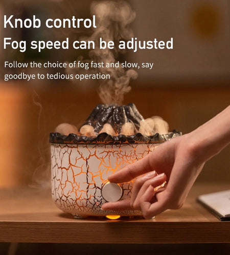 Flame Diffuser Humidifier, with 3D Flame and Volcano Effect, 560Ml Aroma Essential Oil Diffuser with Remote Control, White