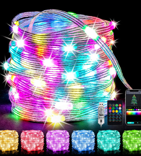 Smart WS2812B Addressable LED Garlands RGB String Fairy Lights USB Festoon for Home Aesthetic Room Wedding Decoration Mood Light