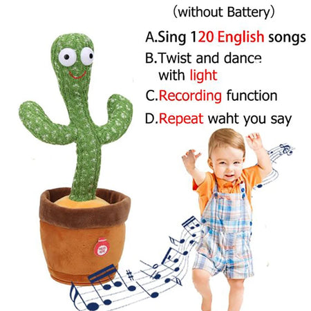 Kids Dancing Talking Cactus Toys Singing Mimicking Recording Repeating What You Say Cactus Plush Toy with 120 Song Dancing Smart