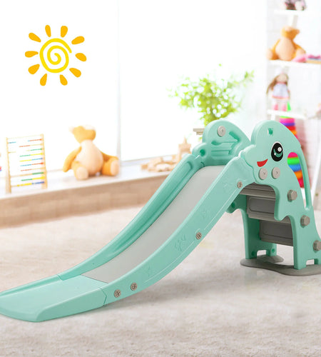 3-In-1 Kids Climber Slide Play Set W/Basketball Hoop Indoor & Outdoor Green