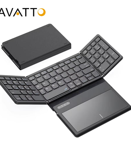 Portable Quadruple Folding Wireless Bluetooth Keyboard with Foldable Touchpad for Windows Android IOS Tablet Ipad Phone