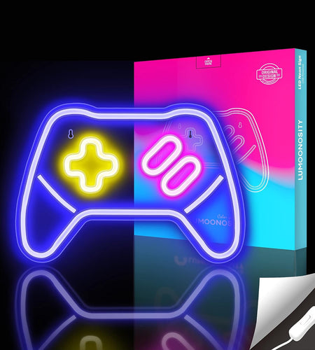 Game Controller Neon Signs – Gamepad/Game Remote Neon Sign for Video/Pc Gamer, Teen Boys' Gift - Game Zone LED Signs for Wall, Bedroom, Game Room Decor - Cool Gaming Console Neon Light