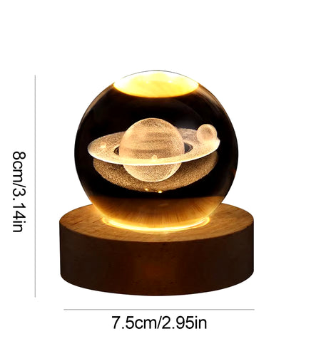 Crystal Ball Night Light 3D Moon Solar System Table Lamp LED Crystal Ball Children Friends Party Birthday Gifts Room Decor