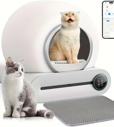 Self-Cleaning Litter Box, Automatic Litter Box with Pad, 65L+9L Large Capacity Self-Cleaning Litter Box, APP Control/Suitable Fo